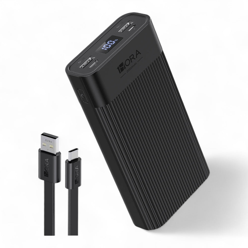 Batería 1hora Carga Rápida 2 Puertos USB 2 Type C 20000mah Negro Gar117