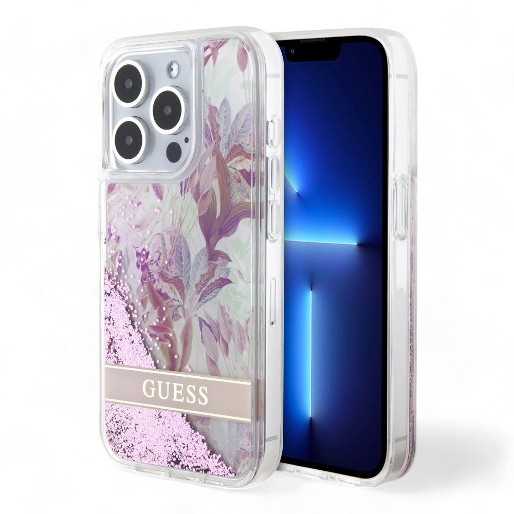 Estuche GUESS Hard Case iPhone 15 Pro - Glitter Flower