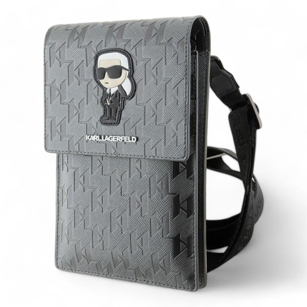 Estuche Karl Lagerfeld Wallet Saffiano Mono Ikonik Silver Universal Color Gris