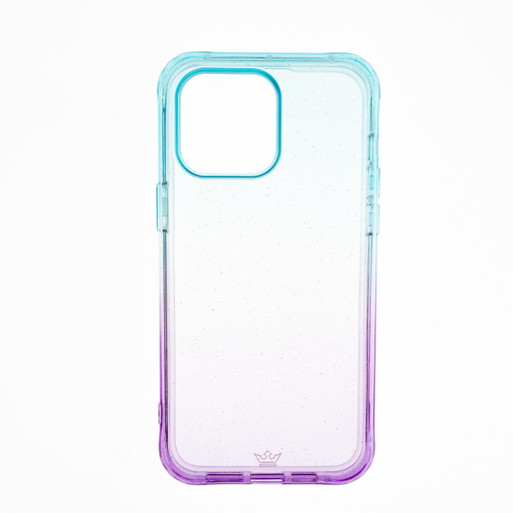 Estuche Clásico El Rey Marco Degrade Brillo Apple iPhone 14 Pro Color Turquesa / Morado