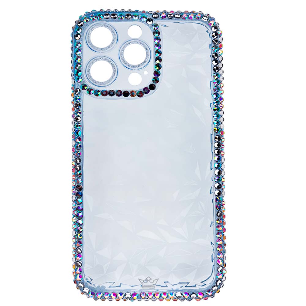 Estuche el Rey Marco iPhone 12 Pro Max Diamantes Transparente Color Celeste