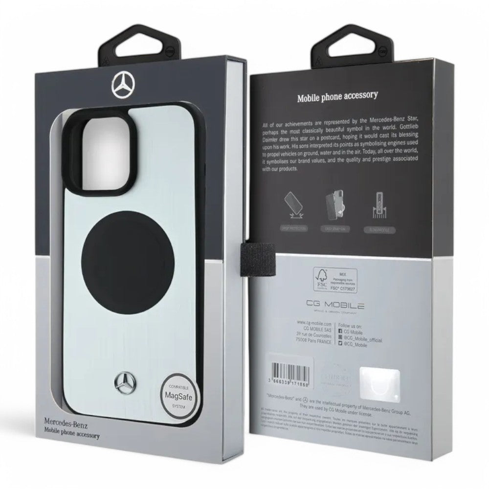 Mercedes-benz Mb Leather & Alu MagSafe Case Silver iPhone 16 Pro Max