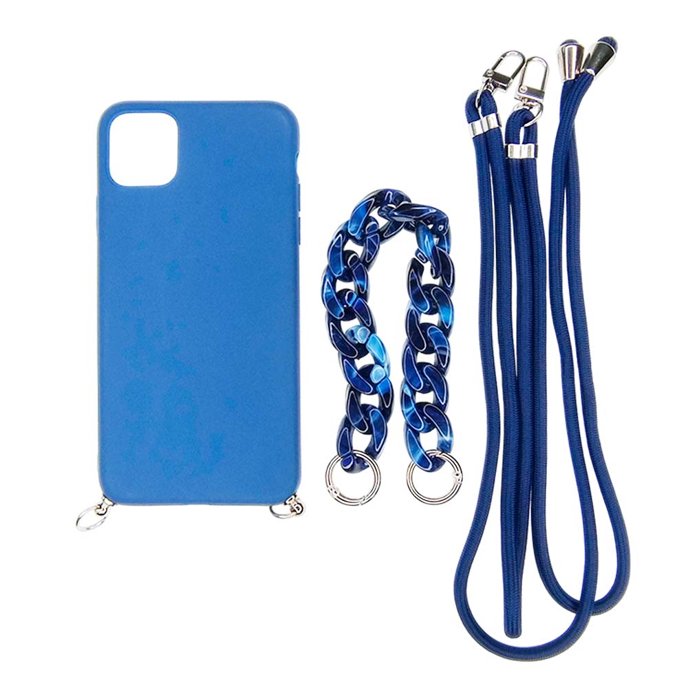 Estuche el Rey Strap iPhone 14 Pro Max Strap de Mano + Strap Hombro Color Azul