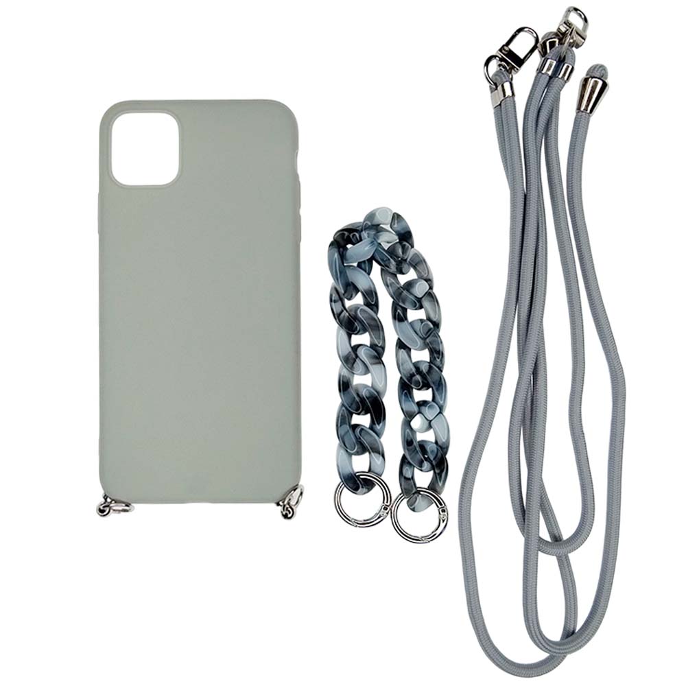 Estuche el Rey Strap iPhone 14 Strap de Mano + Strap Hombro Color Gris