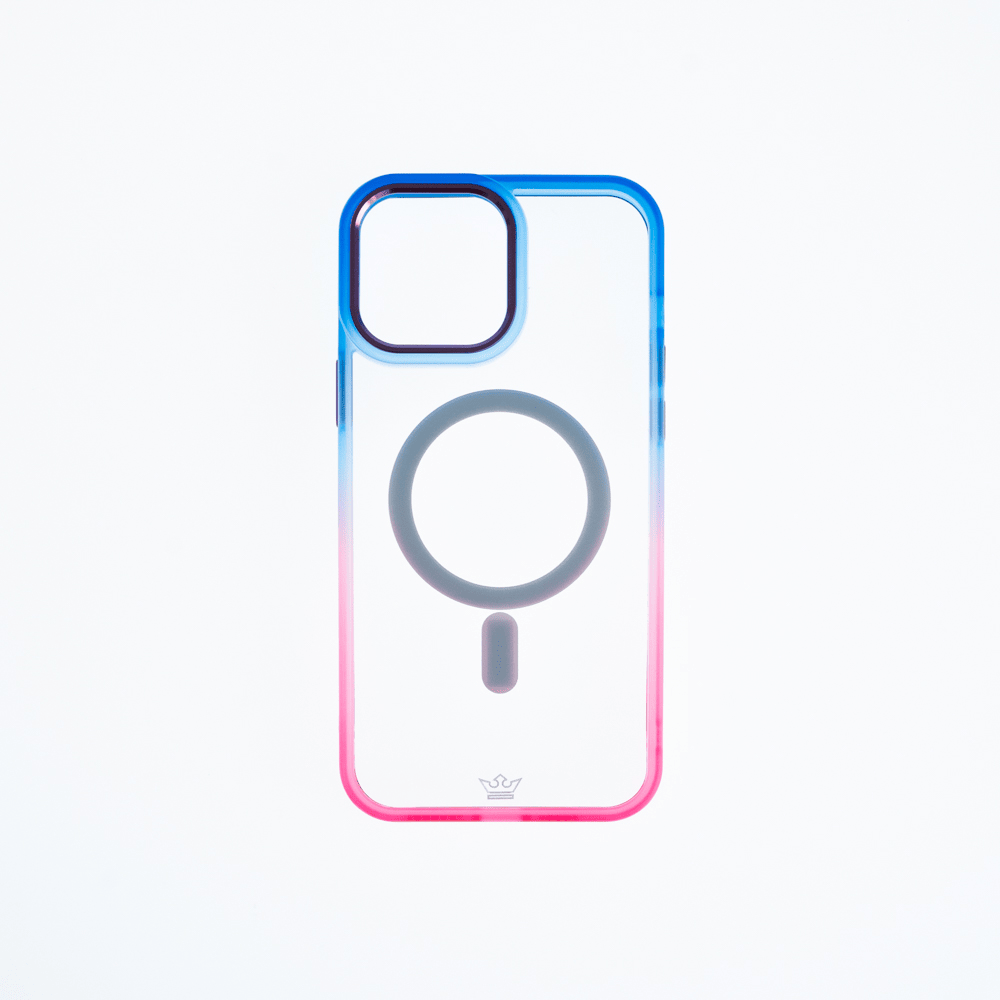 Estuche MagSafe el Rey Degrade Borde y MagSafe Apple iPhone 14 Color Azul / Rosado