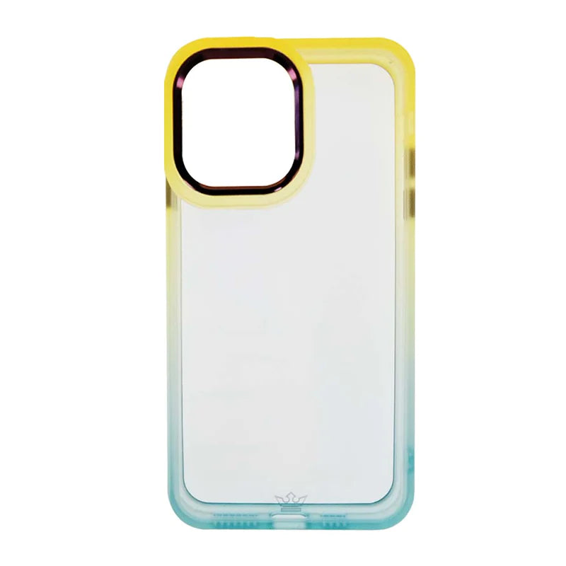 Estuche Clásico El Rey Degrade Apple iPhone 12 Pro Max Color Amarillo / Turquesa