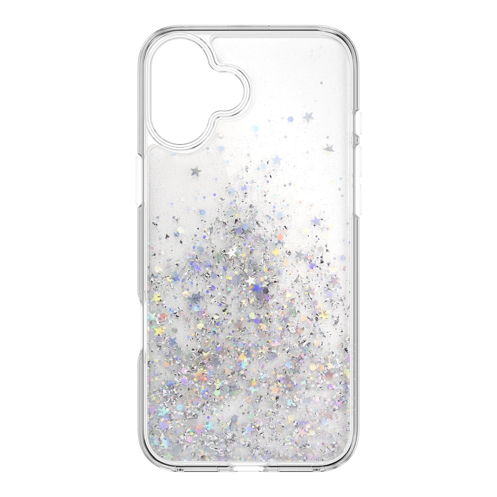 Estuche SwitchEasy Skin iPhone 16 Starfield M 3d Glitter Shockproof Case For 2024 iPhone 2 Lenses Color Transparente