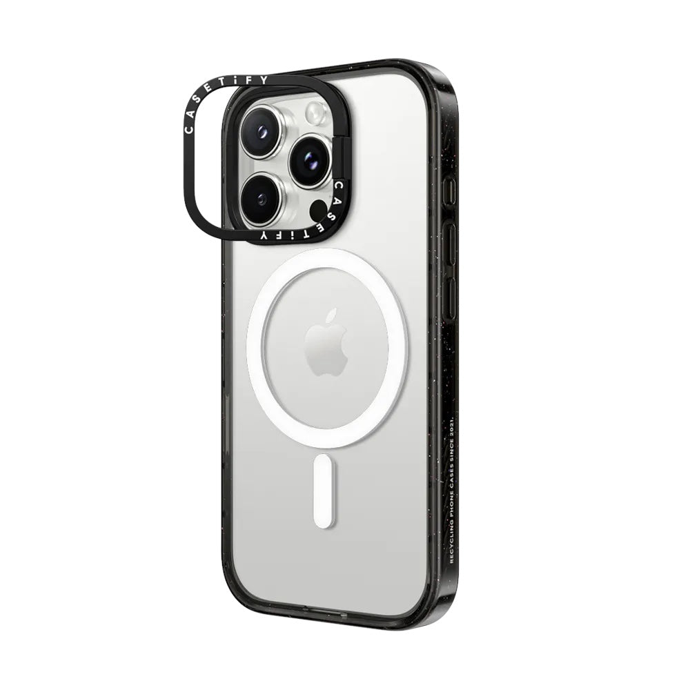 Case CASETiFY Ring Stand con MagSafe Marco Negro iPhone 16 Pro Transparente