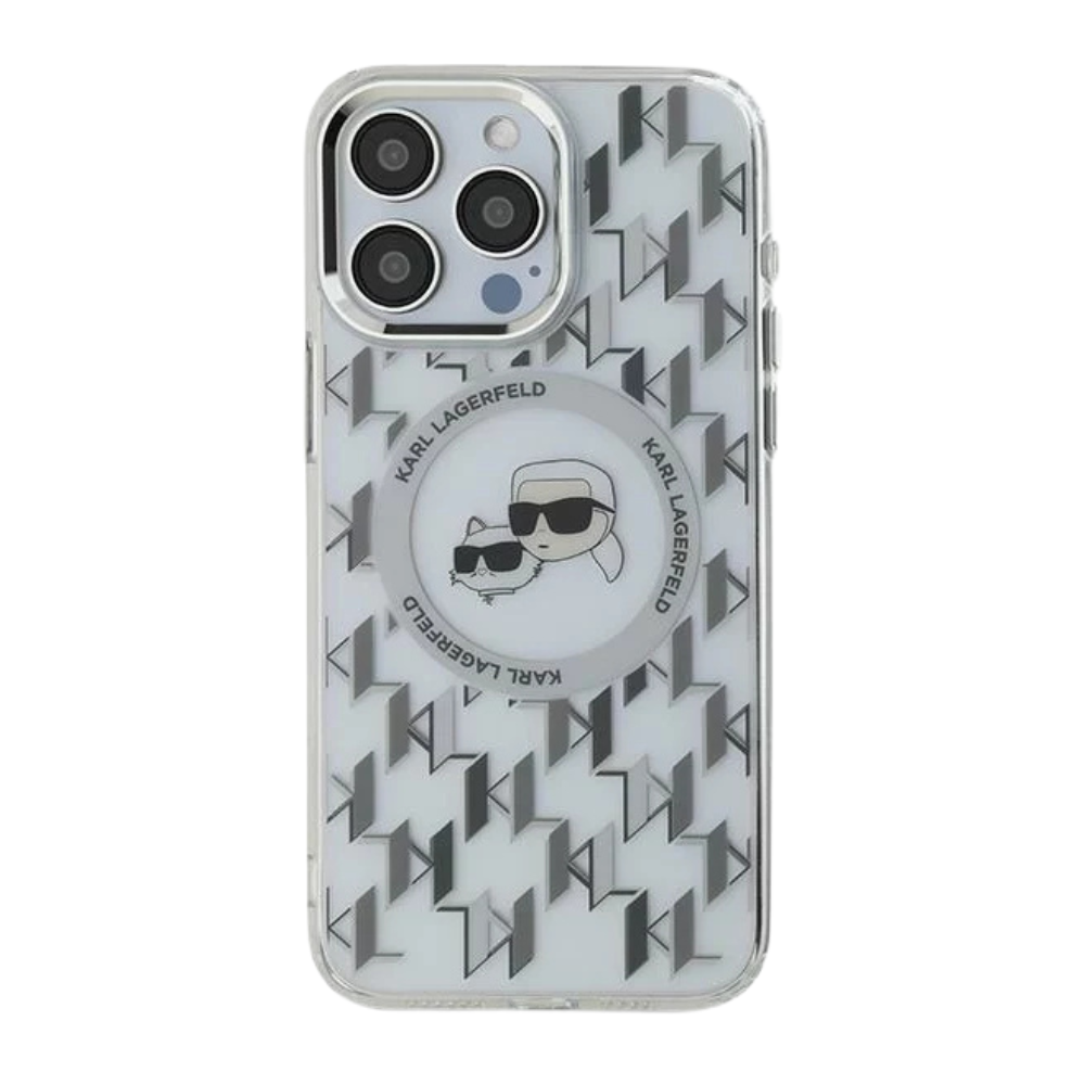 Estuche Karl Lagerfeld Hc MagSafe Iml Metal Monogram Kc Heads Transparent iPhone 16 Pro