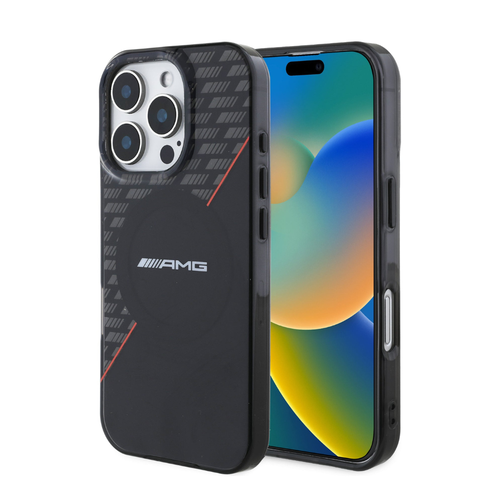 Estuche Amg MagSafe Doble Capa Negro y Rojo para iPhone 16 Pro