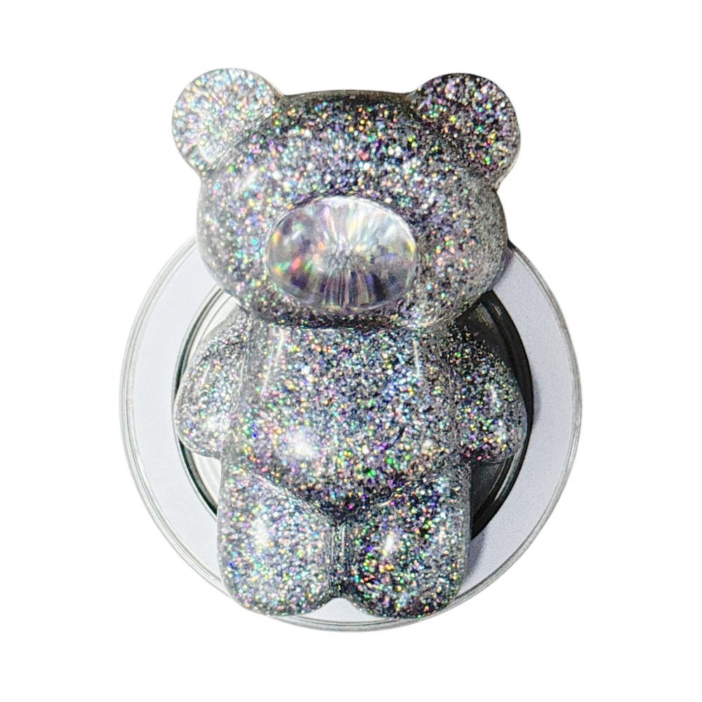Gadget Pop Grip Circular Oso Plateado