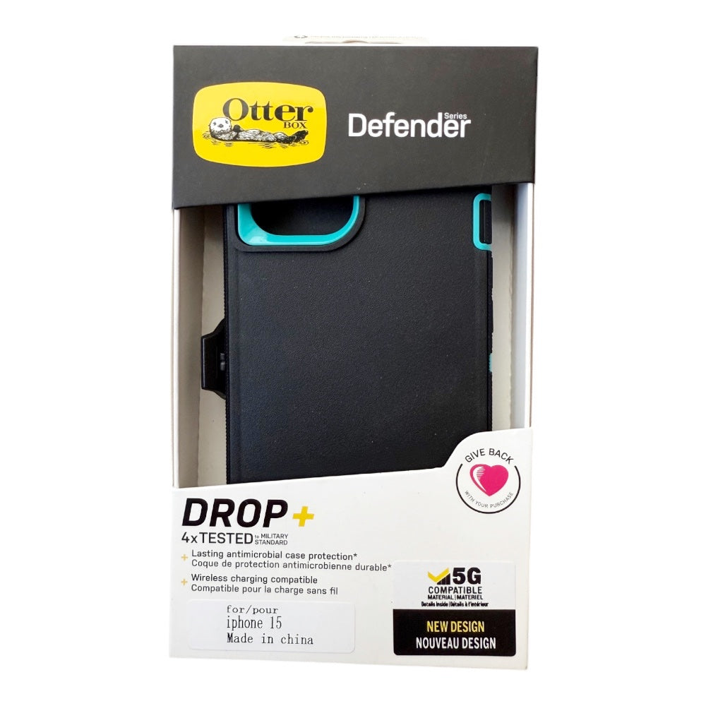 Case OtterBox Defender | iPhone 15 | Negro/menta