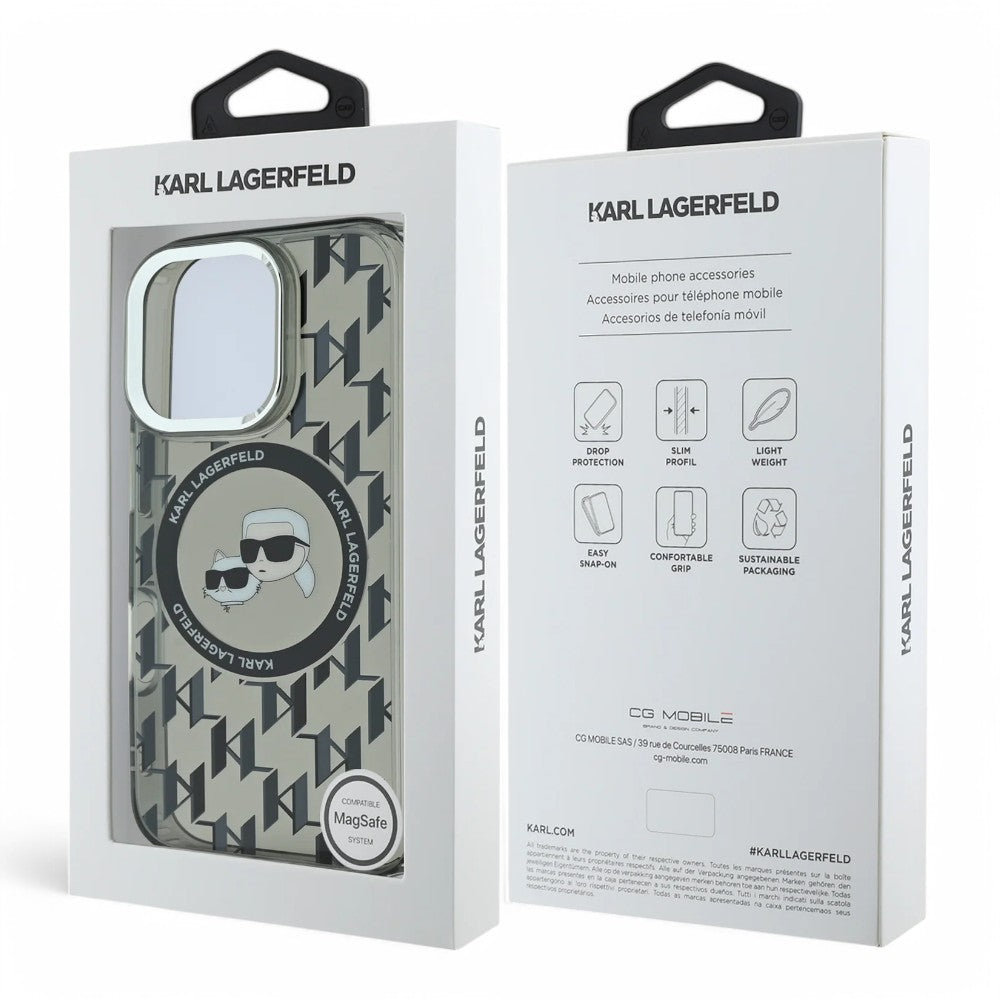 Estuche Karl Lagerfeld Hc MagSafe Iml Metal Monogram Kc Heads Black iPhone 16 Pro