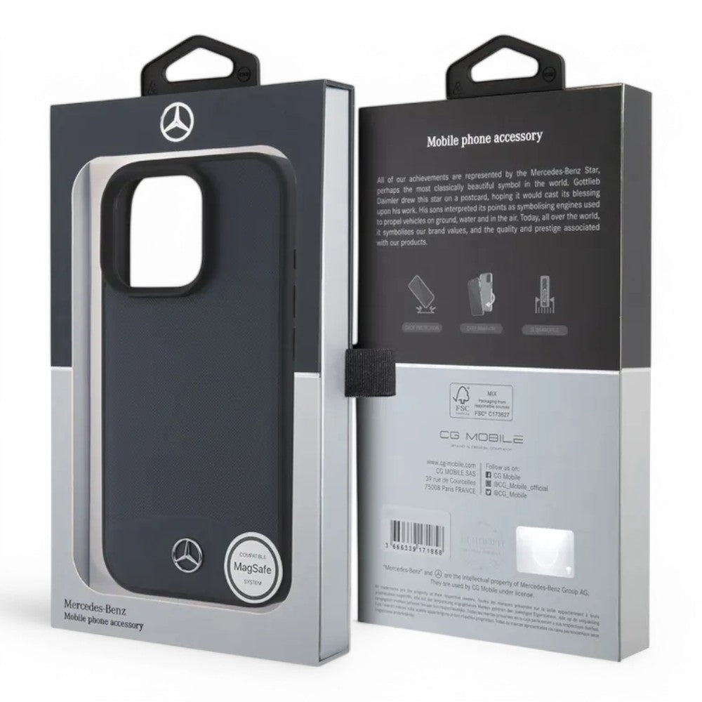 Mercedes-benz Mb Hc MagSafe Textured And Plain Leather Navy iPhone 16 Pro Max