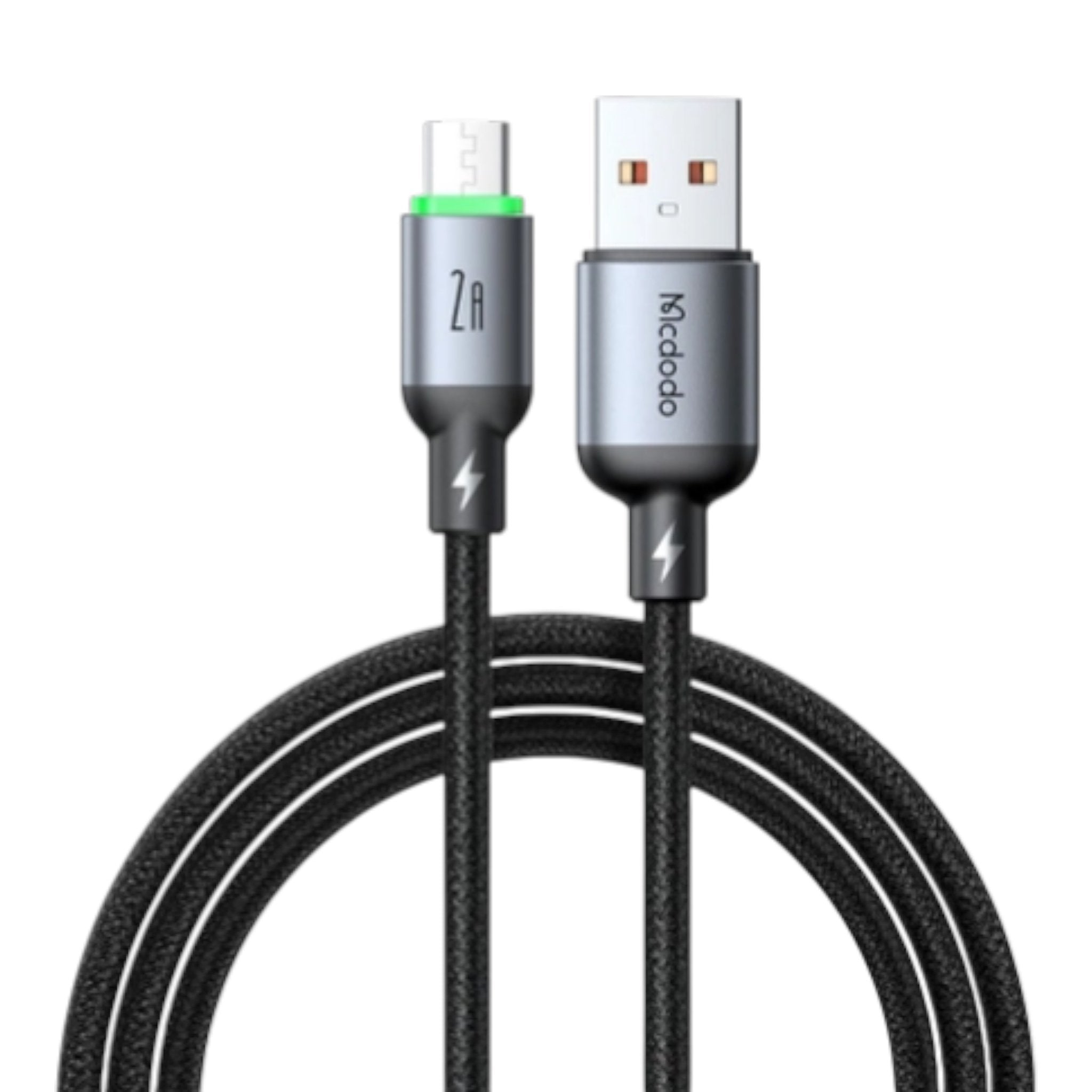 Cable McDodo Ca-6621 Cable USB-A a Micro USB 2A 2m con Luz LED Negro