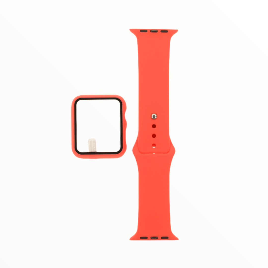 Accesorio El Rey Pulsera con Bumper y Protector de Pantalla Apple Watch 38 Mm Color Rojo