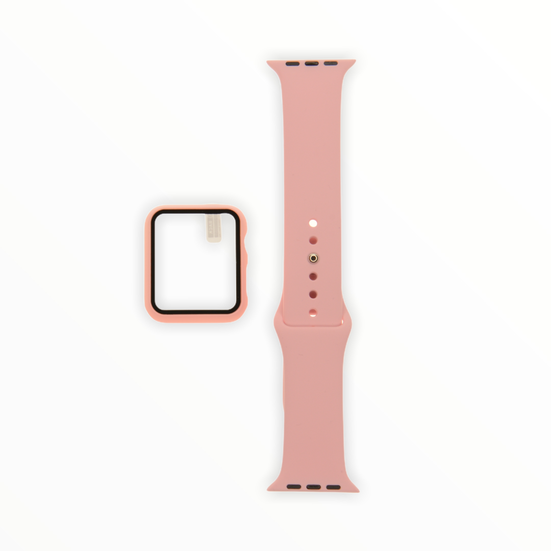 Accesorio El Rey Pulsera con Bumper y Protector de Pantalla Apple Watch 38 Mm Color Rosado