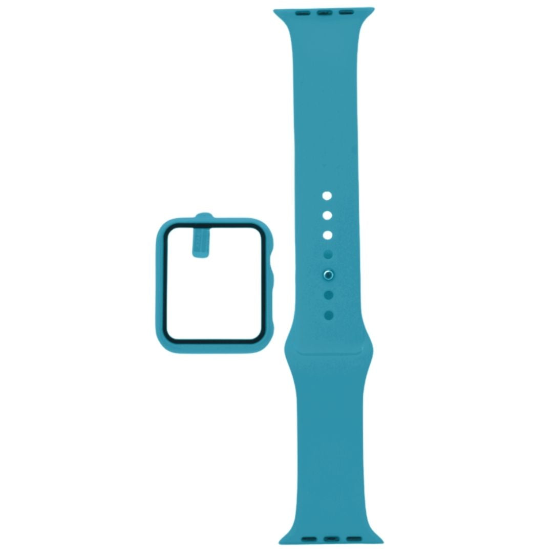 Accesorio El Rey Pulsera con Bumper y Protector de Pantalla Apple Watch 42 Mm Color Turquesa