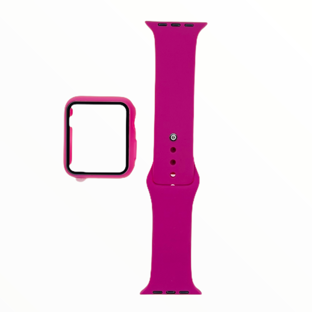 Accesorio El Rey Pulsera con Bumper y Protector de Pantalla Apple Watch 44 Mm Color Rojo Rosa