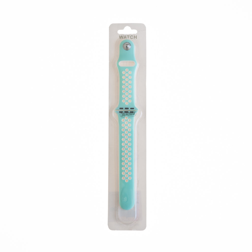Accesorio El Rey Pulsera Tipo Nike Apple Watch 38 / 40 / 41 Mm Color Aqua / Blanco