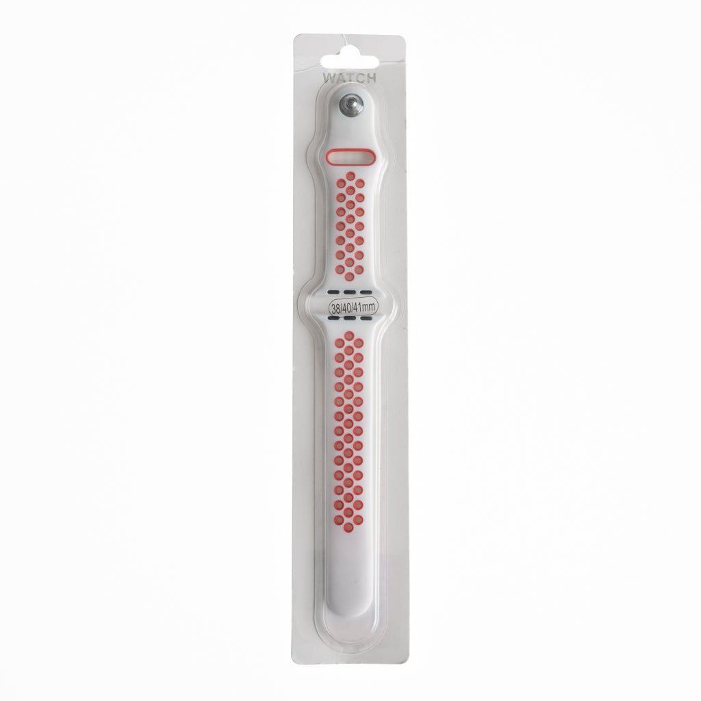 Accesorio El Rey Pulsera Tipo Nike Apple Watch 38 / 40 / 41 Mm Color Blanco / Rojo