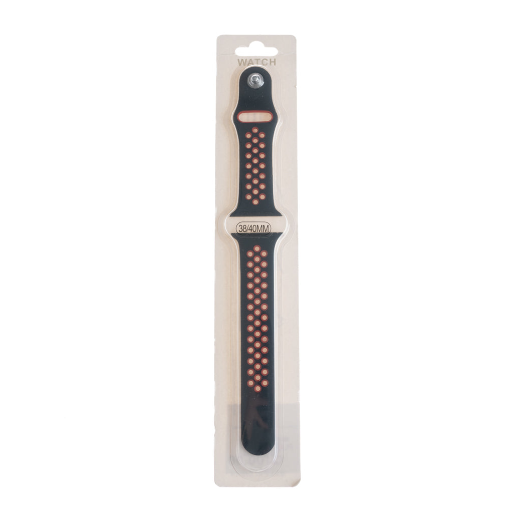Accesorio El Rey Pulsera Tipo Nike Apple Watch 38 / 40 / 41 Mm Color Negro / Rojo