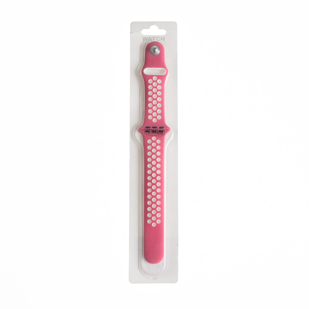 Accesorio El Rey Pulsera Tipo Nike Apple Watch 38 / 40 / 41 Mm Color Rosa Sandia / Blanco