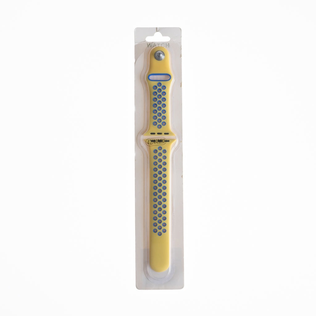 Accesorio El Rey Pulsera Tipo Nike Apple Watch 42 / 44 / 45 Mm Color Amarillo / Azul