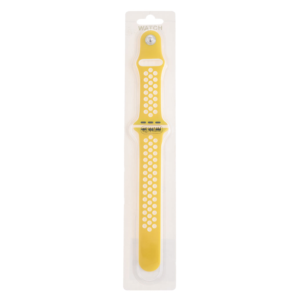 Accesorio El Rey Pulsera Tipo Nike Apple Watch 42 / 44 / 45 Mm Color Amarillo / Blanco