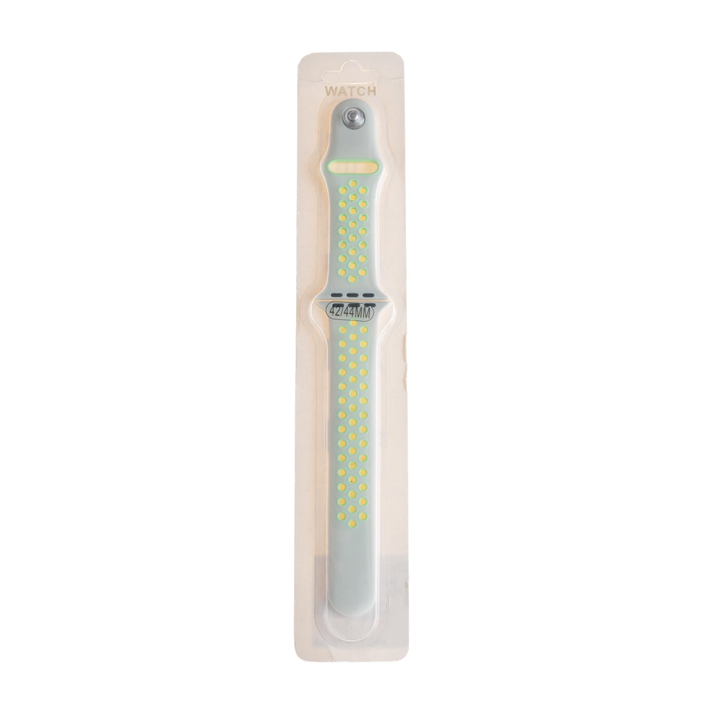 Accesorio El Rey Pulsera Tipo Nike Apple Watch 42 / 44 / 45 Mm Color Gris / Verde Neon