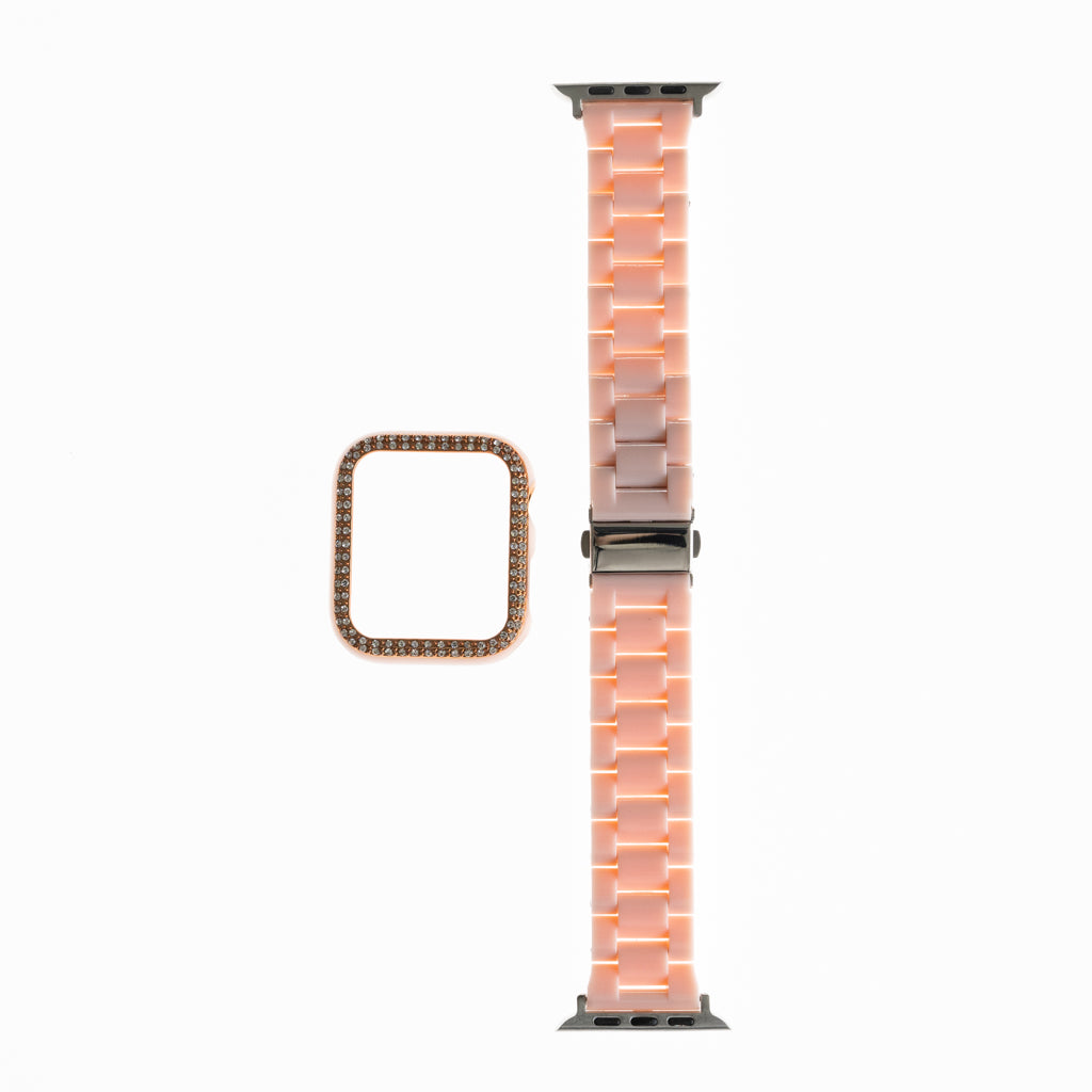 Accesorio Generico Pulsera con Bumper de Diamantes Apple Watch 45 Mm Color Rosado