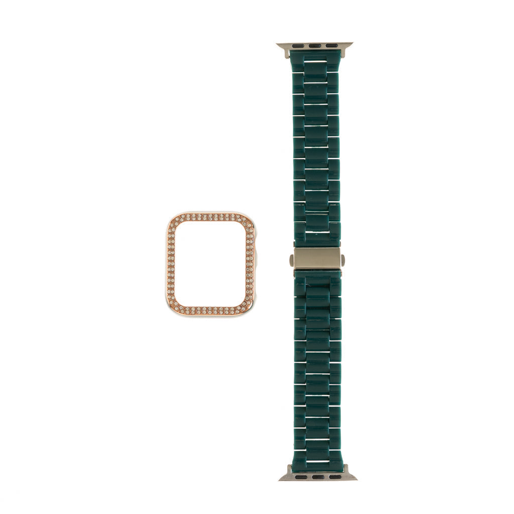 Accesorio Generico Pulsera con Bumper de Diamantes Apple Watch 45 Mm Color Verde Marfil