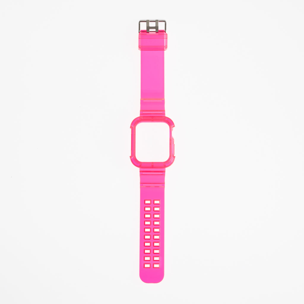 Pulseras Generico + Bumper Rugged Clear 42 Mm Fucsia Neon