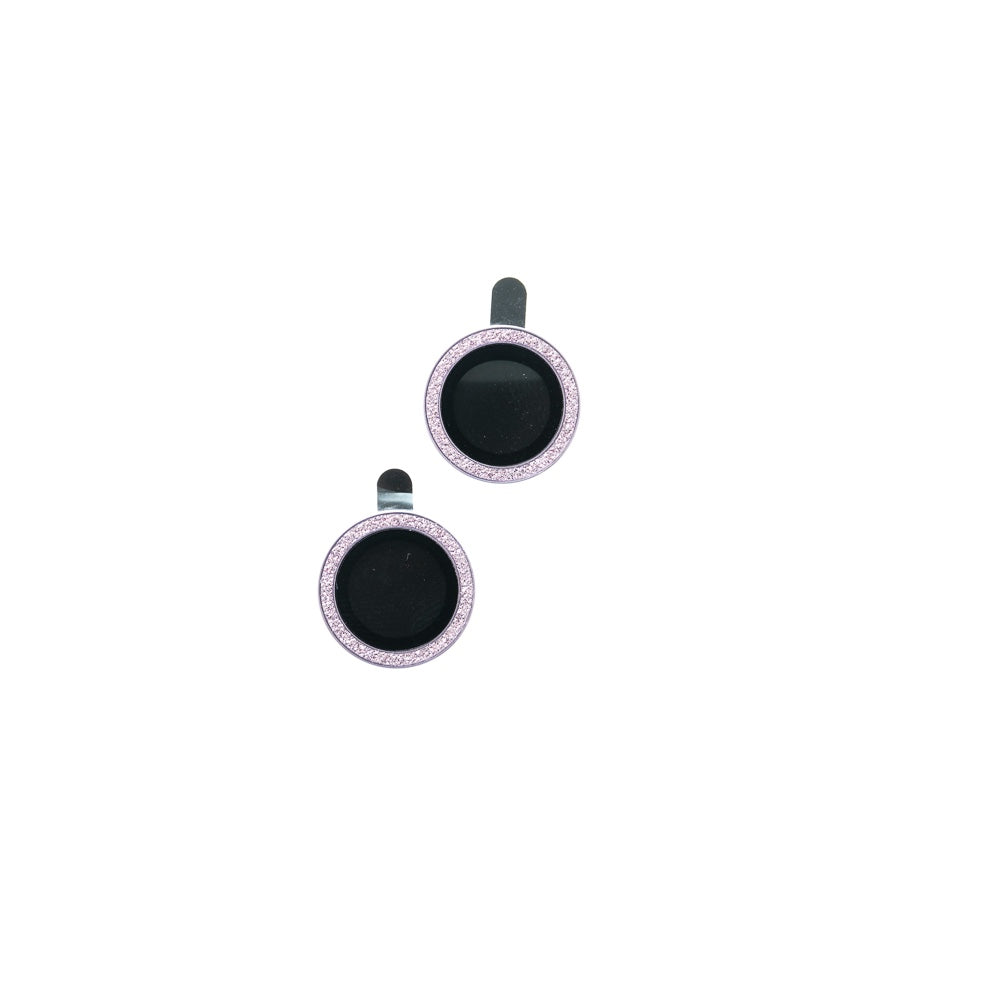 Accesorio El Rey Vidrio Templado Cámara con Borde de Metal y Diamantepara iPhone 14 Plus Color Morado
