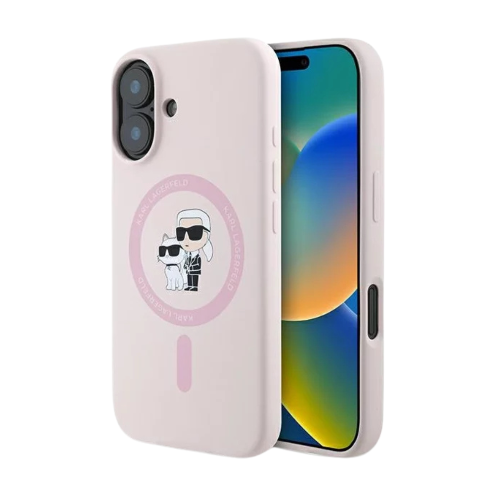 Estuche Karl Lagerfeld Hc MagSafe Silicone Kc Heads Ring Pink iPhone 16