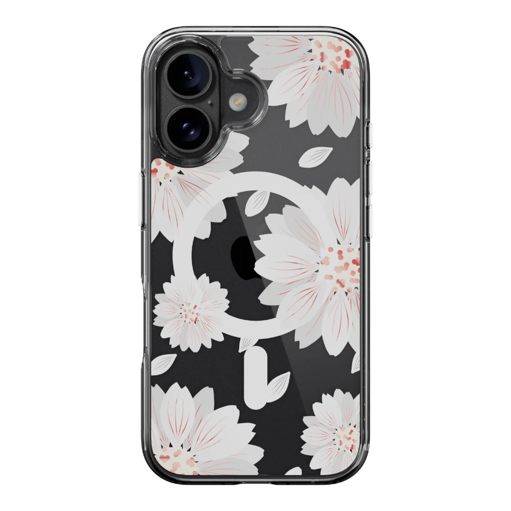 Estuche SwitchEasy Skin iPhone 16 Style M Pattern Shockproof Case For 2024 iPhone 2 Lenses White Flower Color Multicolor